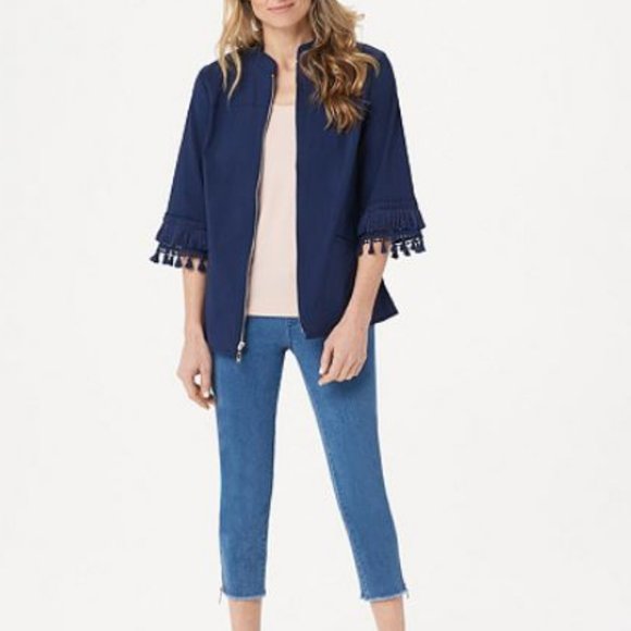 Belle by Kim Gravel Citi Twill Zip-Front Jacket - Picture 3 of 3